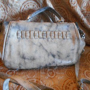 Barney's New York Distressed Leather Handbag, handles and strap